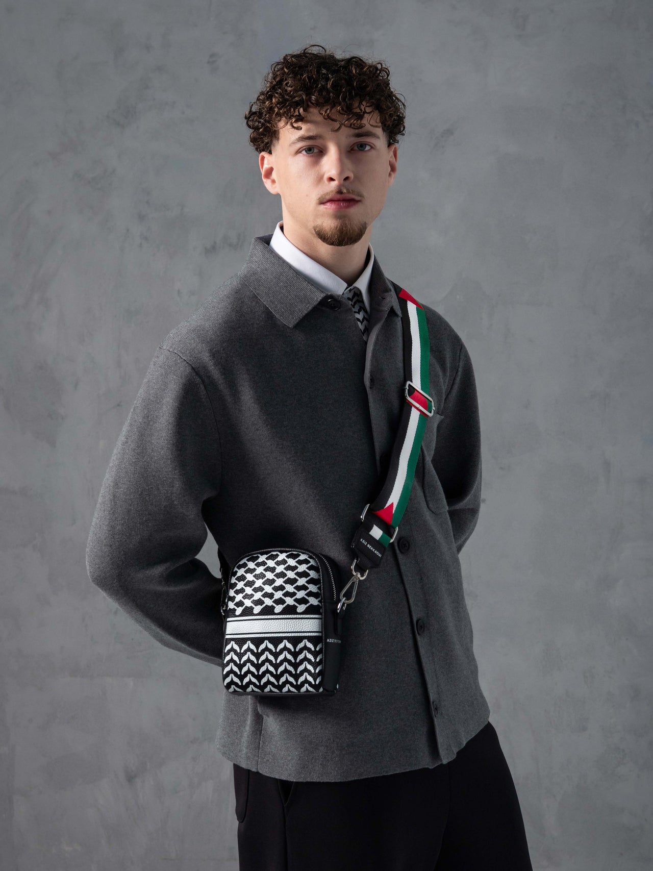 Keffiyeh Leather Crossbody Bag Men