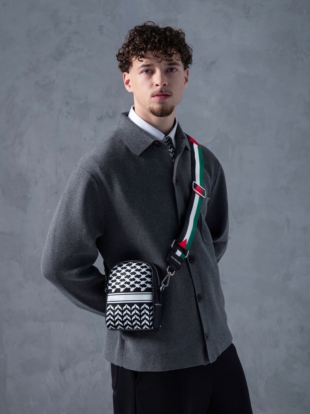 Keffiyeh Leather Crossbody Bag Men