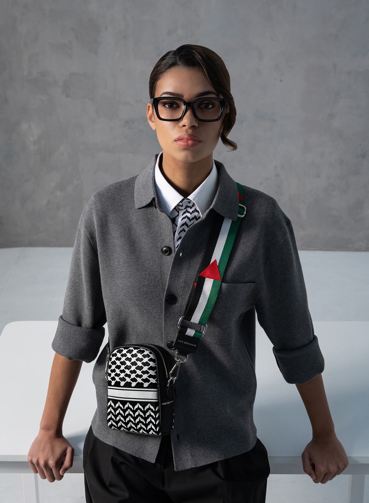 Keffiyeh Leather Crossbody Bag Women