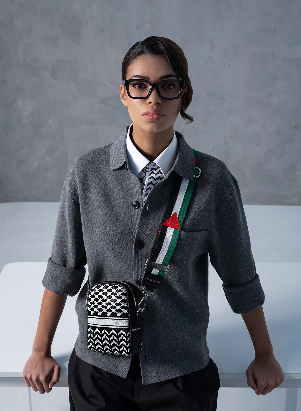 Keffiyeh Leather Crossbody Bag Women