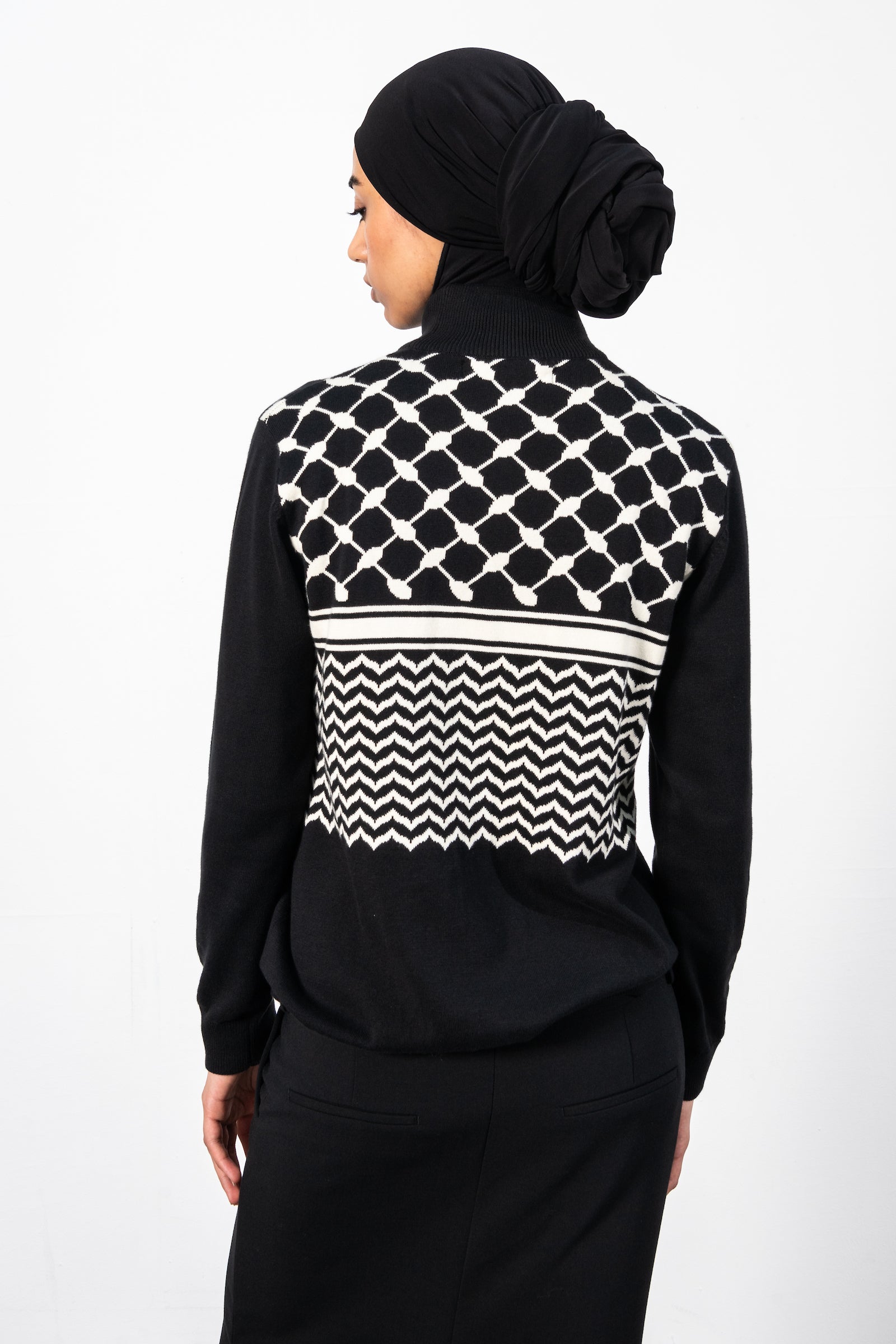Keffiyeh Double Zip Cardigan Women - AZIZ BEKKAOUI Keffiyeh Double Zip Cardigan Women - AZIZ BEKKAOUI